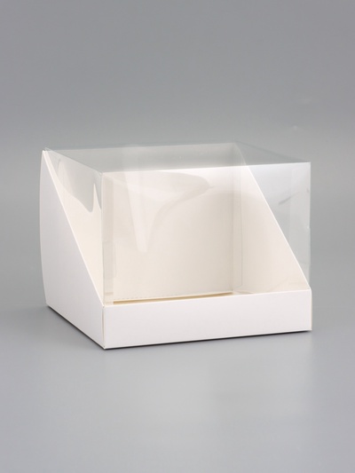 Коробка под бенто-торт, белая, с прозрачной крышкой, 18×18×14 см