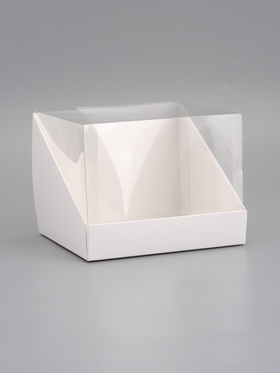 Коробка под бенто-торт, белая, с прозрачной крышкой, 16×16×12.5 см