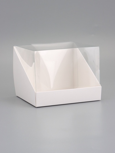 Коробка под бенто-торт, белая, с прозрачной крышкой, 16×16×12.5 см