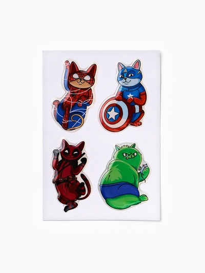 Объемные 3D стикеры на телефон «Коты», 4 шт., 3×3 см