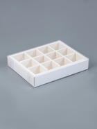 Коробка для 12 конфет, белая, с прозрачной ПВХ крышкой, 19?15?3.5 см (комплект 2 шт) - фото 68976192