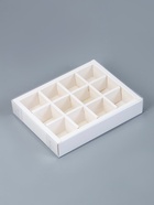 Коробка для 12 конфет, белая, с прозрачной ПВХ крышкой, 19?15?3.5 см (комплект 2 шт) - фото 68976193