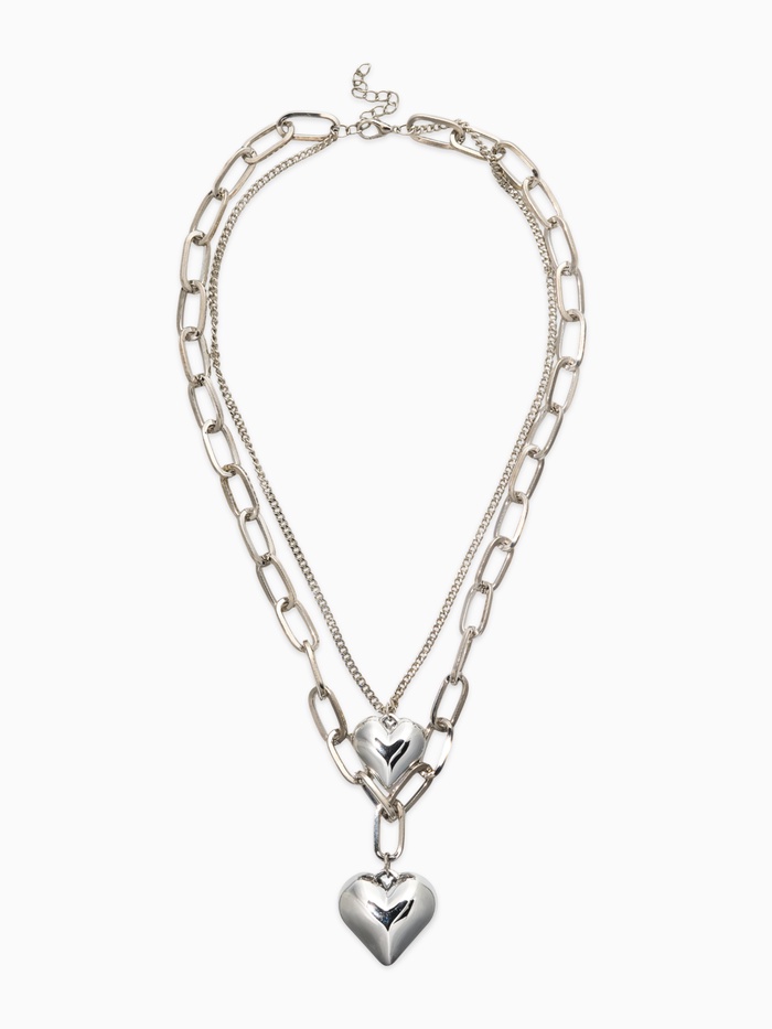 Кулон на цепочке «Сердечки», 2 яруса, цвет серебро - Фото 1