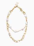 Кулон на цепочке «Жемчуг Борокко», 2 яруса, белое в золоте - фото 68182222