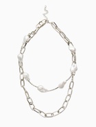 Кулон на цепочке «Жемчуг Борокко», 2 яруса, белое в серебре - фото 68182227