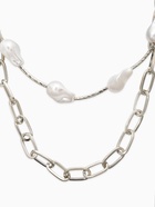 Кулон на цепочке «Жемчуг Борокко», 2 яруса, белое в серебре - фото 68182229