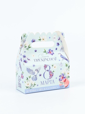 Печенье с предсказаниями «8 марта с птичками», в формовой коробке, 3 шт