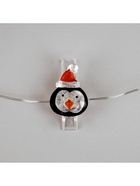 УЦЕНКА Гирлянда «Нить» 2 м, роса, с насадками «Прищепки-пингвин», IP20, серебристая нить, 20 LED, от батареек ААх2, свечение тёплое белое - Фото 7