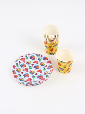 Набор одноразовой бумажной посуды, 20 предметов: 10 стаканов, 10 тарелок, Ум и Хрум 10944651