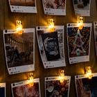 УЦЕНКА Гирлянда «Нить» 2 м, роса, с насадками «Прищепки-оленёнок», IP20, серебристая нить, 20 LED, от батареек ААх2, свечение тёплое белое - Фото 1