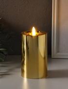 Светодиодная свеча LED - ночник RISALUX «Столбик. Глянец», от батареек 3×АА, золото, мерцающая, 7.5×7.5×17 см - фото 809460777