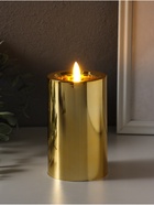 Светодиодная свеча LED - ночник RISALUX «Столбик. Глянец», от батареек 3×АА, золото, мерцающая, 7.5×7.5×12 см  (артикул 10916224)  большой выбор товаров оптом и в розницу по низким ценам с доставкой