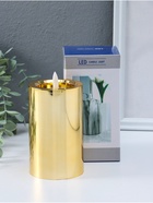 Светодиодная свеча LED - ночник RISALUX «Столбик. Глянец», от батареек 3×АА, золото, мерцающая, 7.5×7.5×12 см - Фото 8