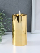 Светодиодная свеча LED - ночник RISALUX «Столбик. Глянец», от батареек 3×АА, золото, мерцающая 7.5×7.5×12 см - фото 809460782