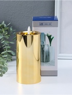 Светодиодная свеча LED - ночник RISALUX «Столбик. Глянец», от батареек 3×АА, золото, мерцающая 7.5×7.5×17 см 10916225