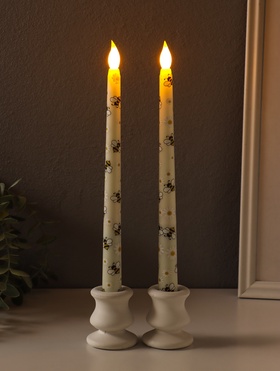 Набор: свечи светодиодные «Античные. Ромашки и пчёлки», 2 шт., 2×ААА