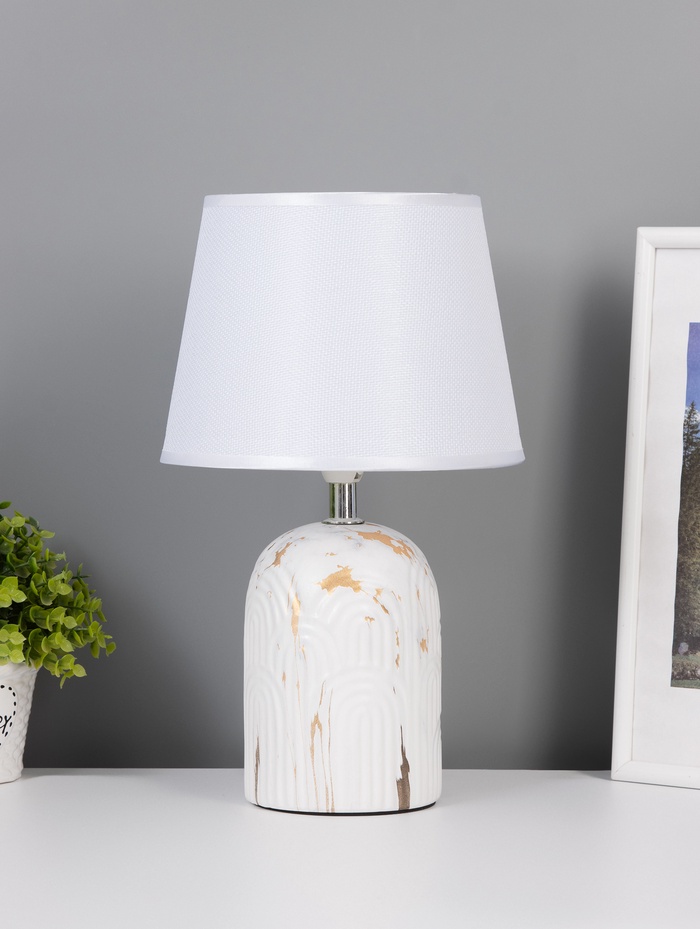 Лампа настольная RISALUX «Глим» E14, 1×40 Вт, белый/золотой - Фото 1