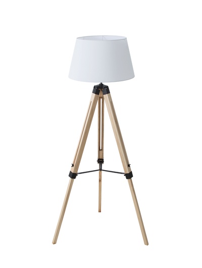 Торшер напольный «Эко», Е27, 40 Вт, бежевый-белый, тренога, 45×45×150 см