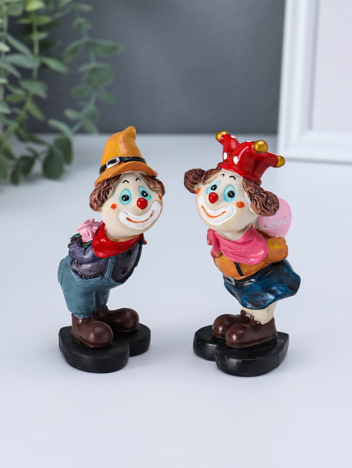 Набор фигурок полистоун «Клоуны - признание в любви», 2 шт., 5.2×5×11.5 см