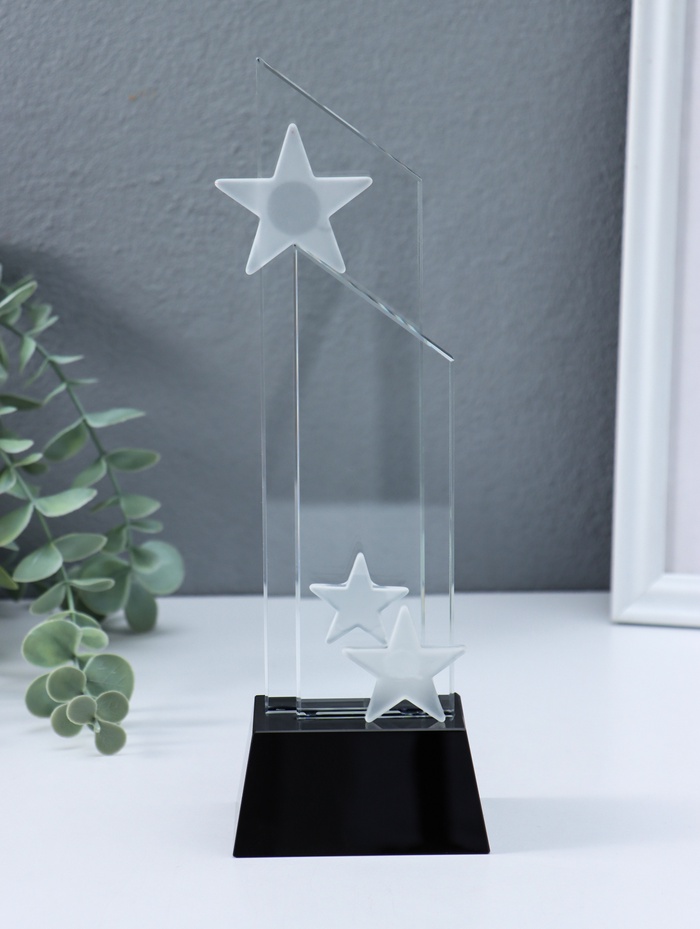Стела наградная, фигура стекло «Звездопад», подставка h=4 см, ширина 6 см и 8 см, 6×8×22.5 см - Фото 1