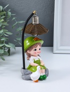 Фигурка светящаяся «Малышка в шляпке, с гусём», полистоун, зелёный, 3×AG3, 5.5×7×17 см - фото 68182543