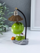 Фигурка светящаяся «Малышка в шляпке, с гусём», полистоун, зелёный, 3×AG3, 5.5×7×17 см - фото 68182544