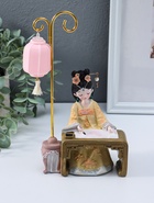 Фигурка светящаяся «Девочка в кимоно занимается каллиграфией», полистоун, 3×AG3, 6.8×11.5×21 см - фото 68182547