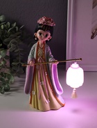 Фигурка светящаяся «Девочка в кимоно с фонариком», полистоун, розово-зелёный, 3×AG3, 7.8×12.5×20.5 см - фото 68182559