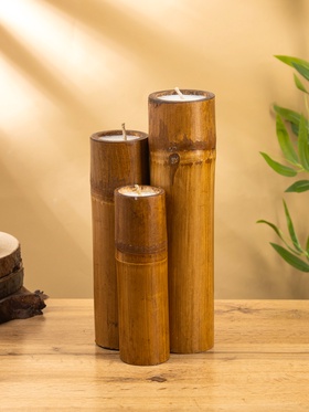 {{photo.Alt || photo.Description || 'УЦЕНКА Свеча в бамбуке тройная, 14×15×30 см, 100 мл, цв. бежевый'}}