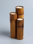 УЦЕНКА Свеча в бамбуке тройная, 14×15×30 см, 100 мл, цв. бежевый - Фото 2