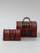 УЦЕНКА Шкатулка сундучок "Клетка и сеточка" набор 2 шт 7,5х11,5х7 см 10,5х15х11 см - Фото 2