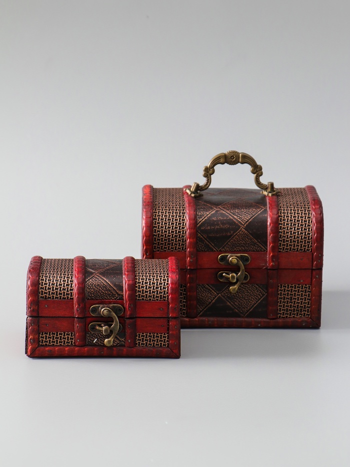 УЦЕНКА Шкатулка для украшений «Сундучок. Клетка и сеточка», набор 2 шт. - Фото 1