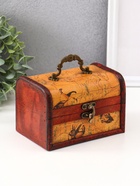 УЦЕНКА Шкатулка дерево сундучок "Карта странника" 10,5х15х9 см - Фото 1