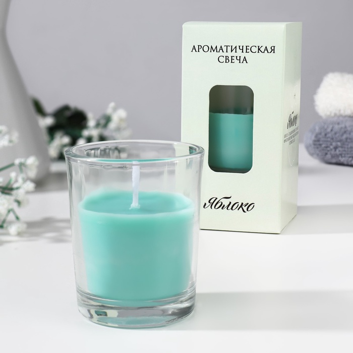 УЦЕНКА Свеча ароматическая в стакане «Нюд», 5×6 см, яблоко - Фото 1