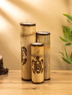 УЦЕНКА Свеча в бамбуке тройная «Экзотика» 13×15×30 см, 100 мл, цв. бежевый - Фото 1