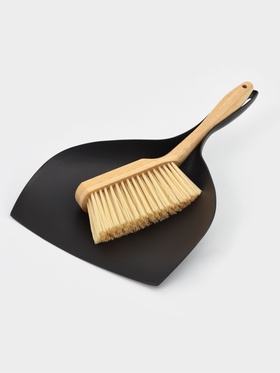 Щётка с совком Доляна Meli, бамбуковая ручка, 37×24 см, чёрная  (артикул 10911042)  большой выбор товаров оптом и в розницу по низким ценам с доставкой