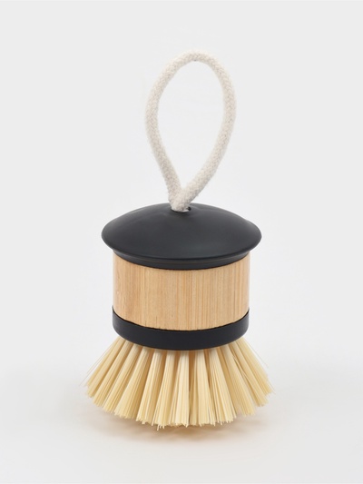 Щётка для посуды Доляна Meli, бамбуковая ручка, 7 см, чёрная