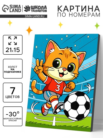 Картина по номерам «Пушистый футболист», 21×15 см