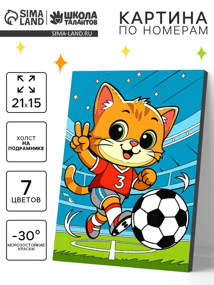 Картина по номерам «Пушистый футболист», 21×15 см