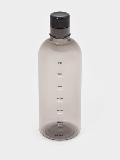 Бутылка для воды с мерной шкалой, 750 мл, 7.5×22.5 см, полистирол, чёрная