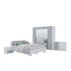 УЦЕНКА Спальный гарнитур Бостон, Кровать 1600, Комод, 2 тумбы, Шкаф 2000, Белый/Бетон - Фото 1