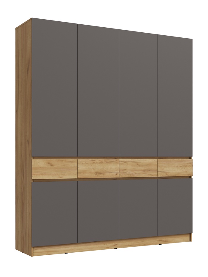 УЦЕНКА Шкаф четырехстворчатый Роджина, 1998х520х2400, Дуб крафт/Графит - Фото 1