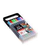 УЦЕНКА Набор профессиональных маркеров, 24 цвета, двусторонние, в пластиковом пенале с ручкой 10985835