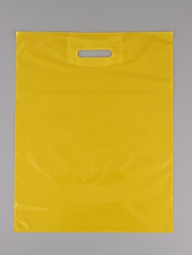 Пакет с вырубной усиленной ручкой, жёлтый, ПВД, 40?50, 45 мкм (комплект 50 шт)