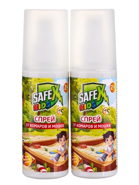 Спрей от комаров и мошек "Safex KIDS", 100 мл 2 штуки 10931301