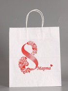 Пакет бумажный подарочный, «Женский День! Сердце», белый, 24?14?28 см (комплект 2 шт) - фото 68182677