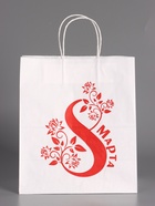 Пакет бумажный подарочный, «С 8 марта Цветочек», белый, 24?14?28 см (комплект 2 шт) - фото 68182689