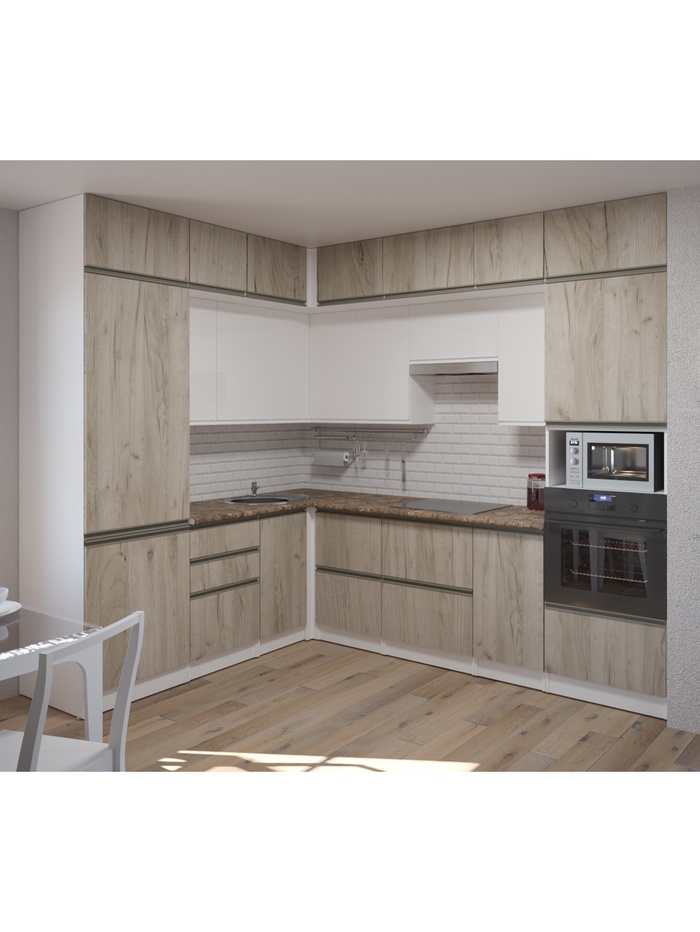 Кухонный гарнитур угловой «Антика гранд прайм», 2100×2700 мм, цвет бежевый/белый - Фото 1