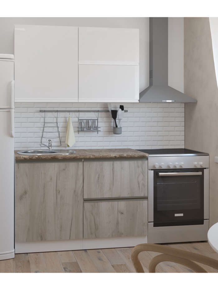 Кухонный гарнитур прямой «Антика лайт», 1200 мм, цвет бежевый/белый - Фото 1