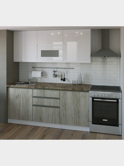 Кухонный гарнитур прямой «Антика макси 2», 1800 мм, цвет бежевый/белый